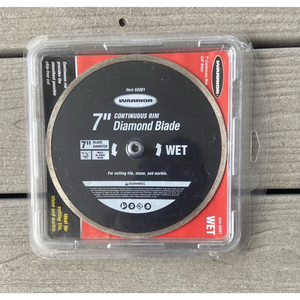 Warrior 7" Continuous Rim Diamond Saw Blade Wet Cutting Tile Stone & Marble